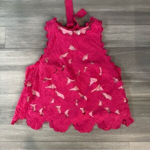Anthropologie Fuchsia Floral Lace Crop Top